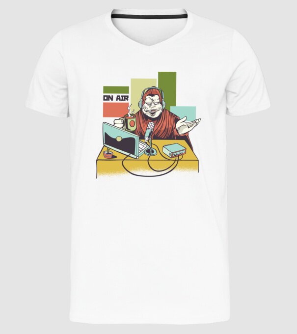 Yeti cu Radio model alb pe tricou