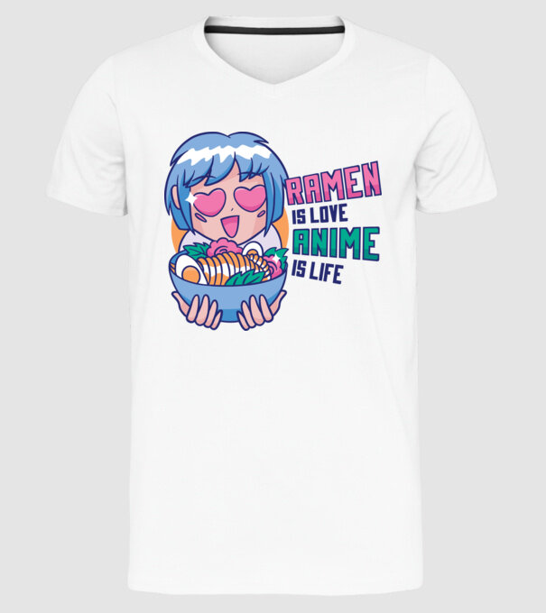 Ramen is Love Anime is Life model alb pe tricou