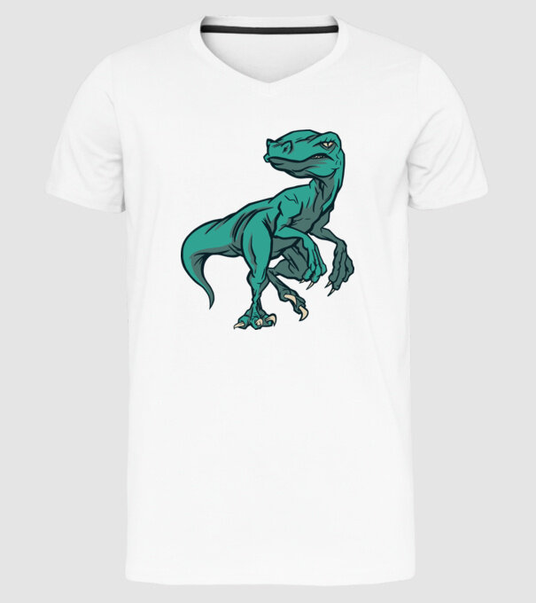 Dinozaur Raptor model alb pe tricou