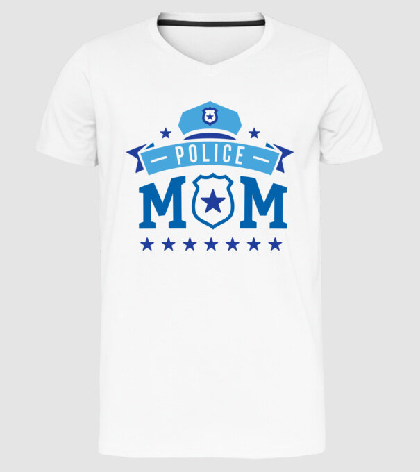 Mamă Polițist model alb pe tricou