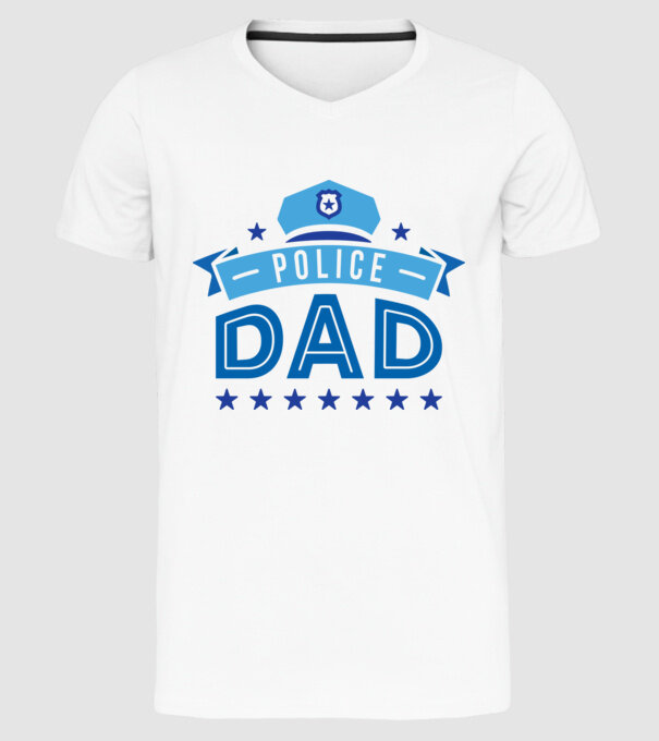 Tată Polițist model alb pe tricou