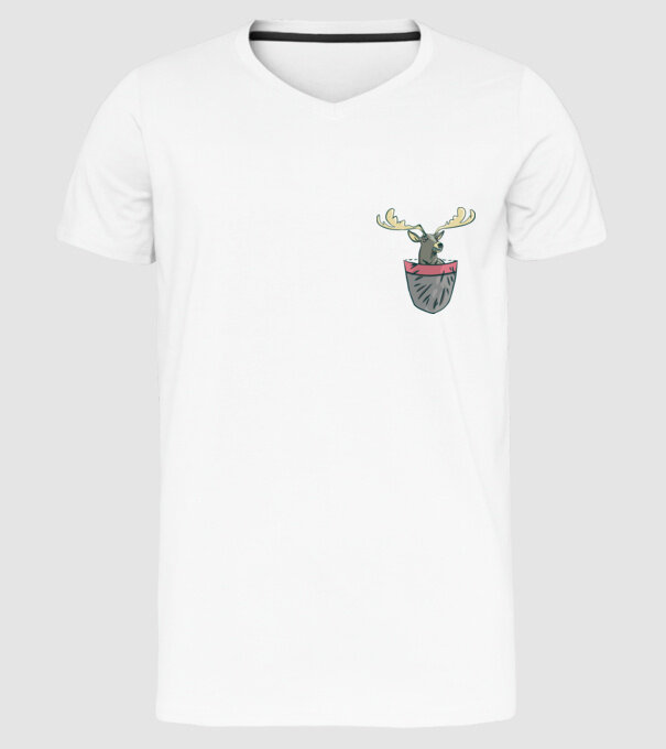 buzunar ren model alb pe tricou