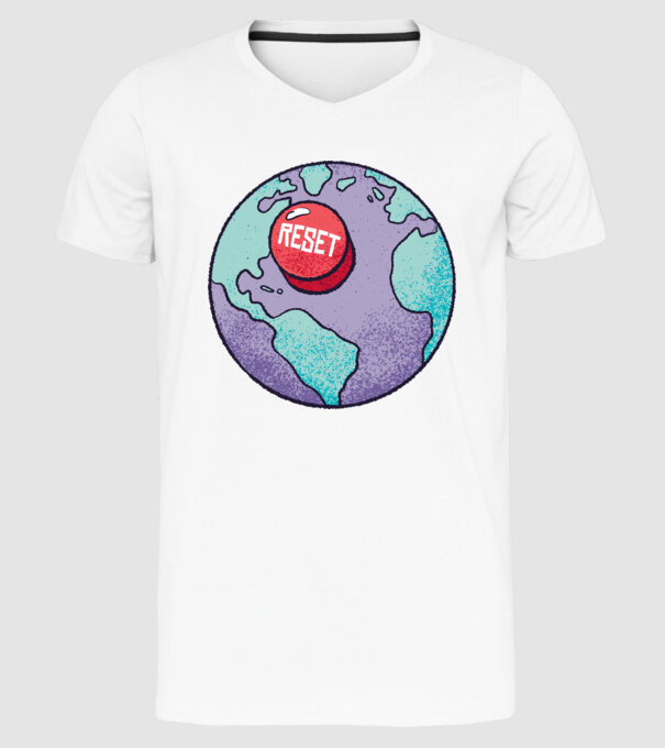 Reset Pământ model alb pe tricou