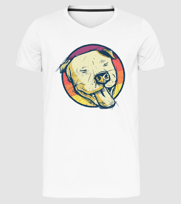 Cap Pitbull retro model alb pe tricou