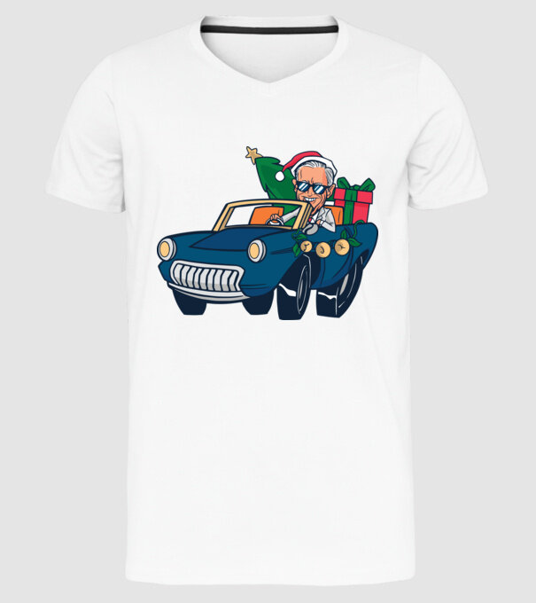 Ridin with Biden Crăciun model alb pe tricou