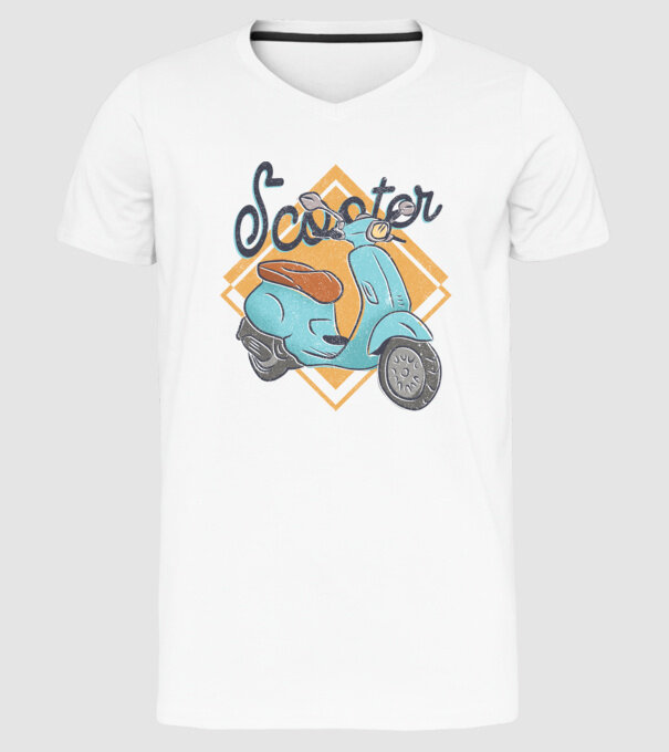 Scooter model alb pe tricou