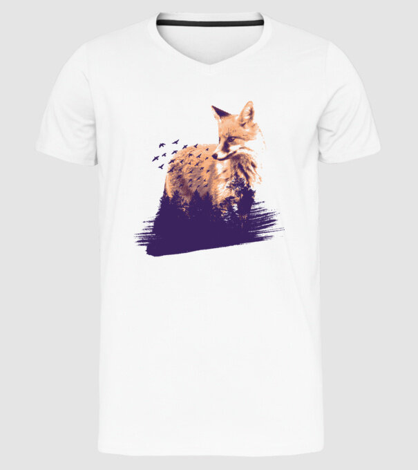 Vulpe Pădure model alb pe tricou