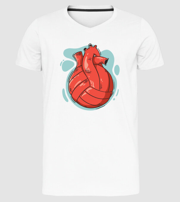 Inimă volei model alb pe tricou
