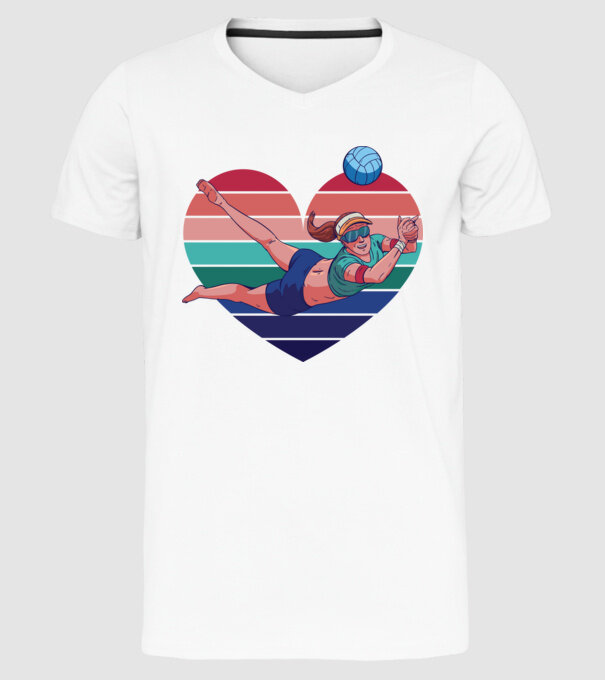 voleibalist retro model alb pe tricou