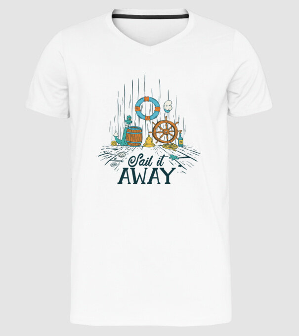 Sail it away model alb pe tricou