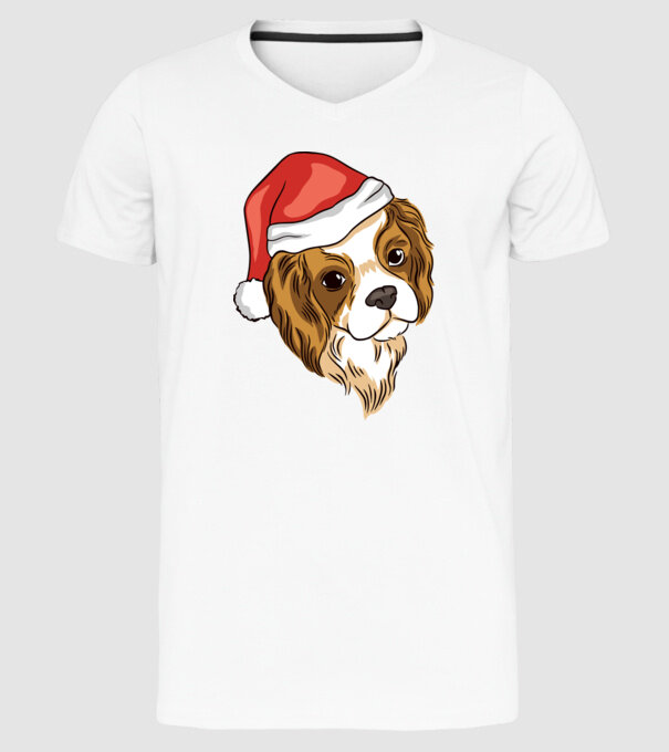 Santa Cocker Spaniel model alb pe tricou