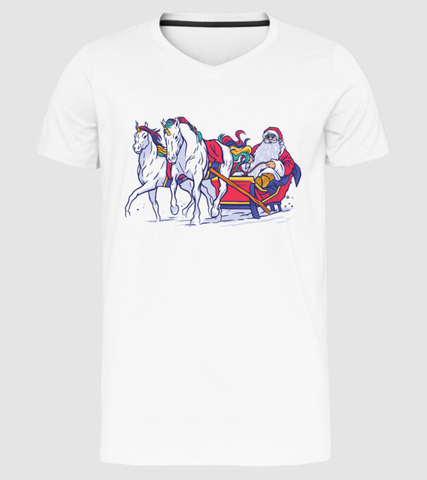 Santa Unicorn Moș Crăciun model alb pe tricou