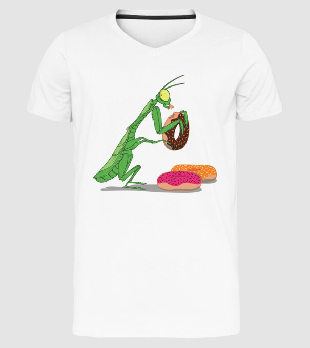 Lăcustă cu gogoașă model alb pe tricou