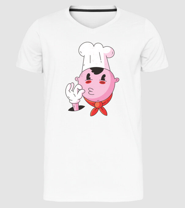 Degustare bucătar model alb pe tricou