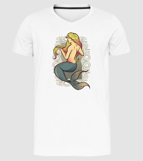 Sirenă model alb pe tricou