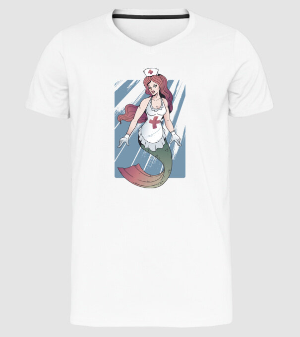 Infirmieră sirenă model alb pe tricou