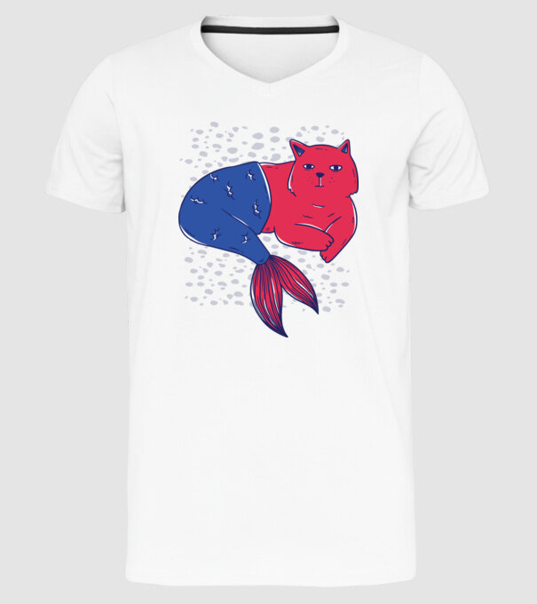 Pisică Sirenă model alb pe tricou