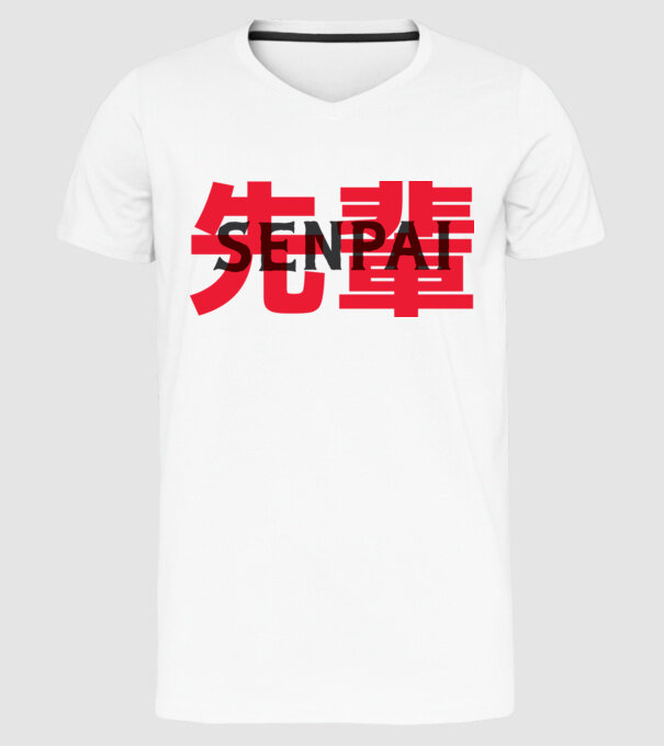 Senpai model alb pe tricou