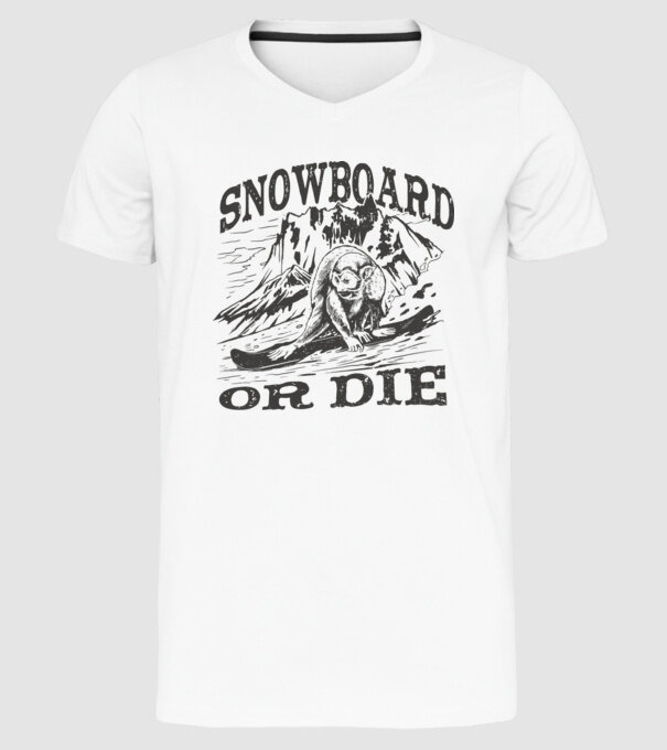 Maimuță Snowboarder model alb pe tricou