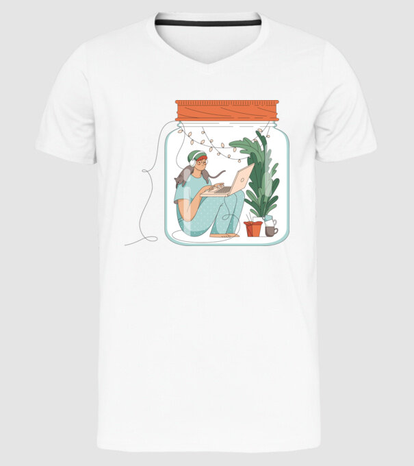 Fată Social Distancing model alb pe tricou
