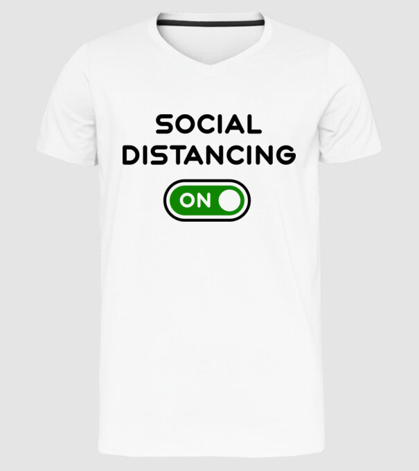 Social distancing on model alb pe tricou