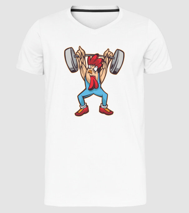 Pui Halterofil model alb pe tricou