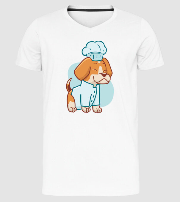 Beagle bucătar model alb pe tricou