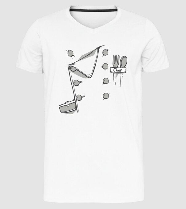 Costum bucătar model alb pe tricou
