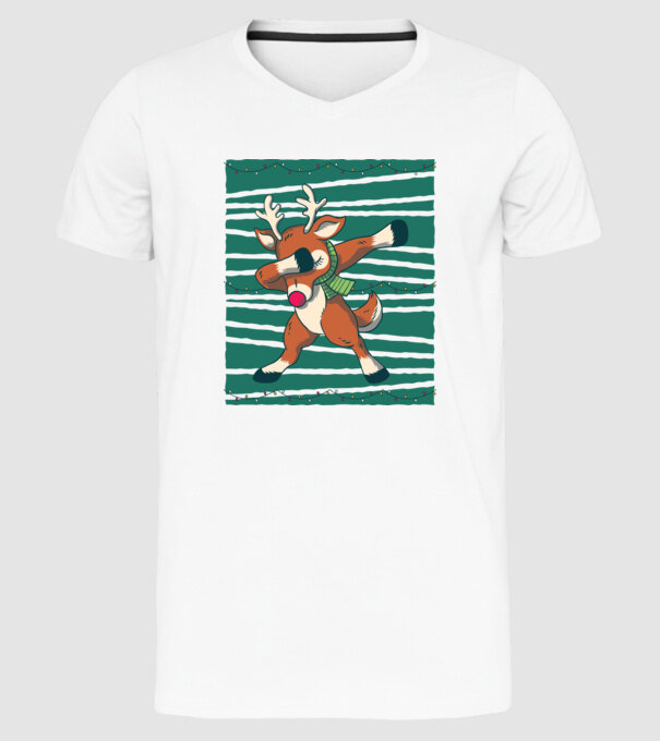 Ren DAB Crăciun model alb pe tricou