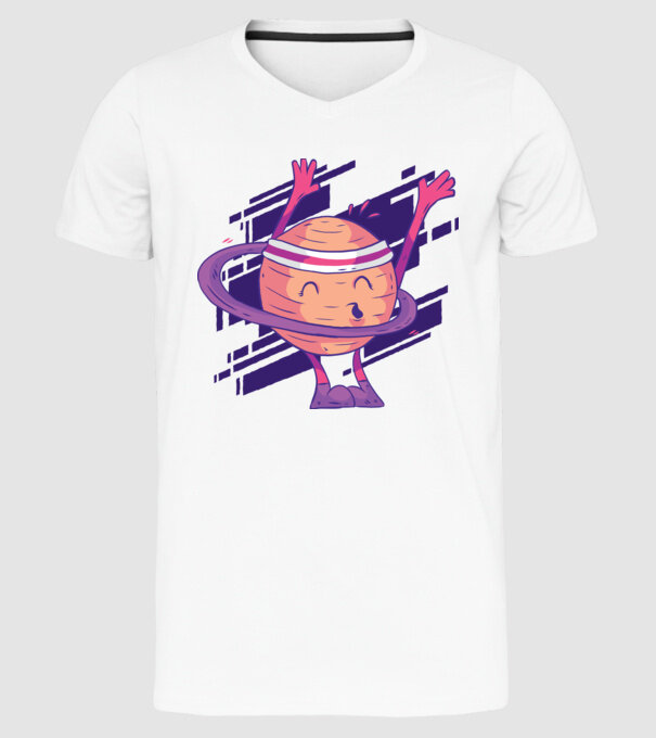 Cerc Hula-Hoop Saturn model alb pe tricou