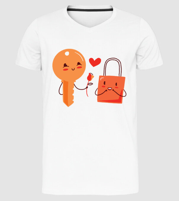 Lacăt Dragoste model alb pe tricou