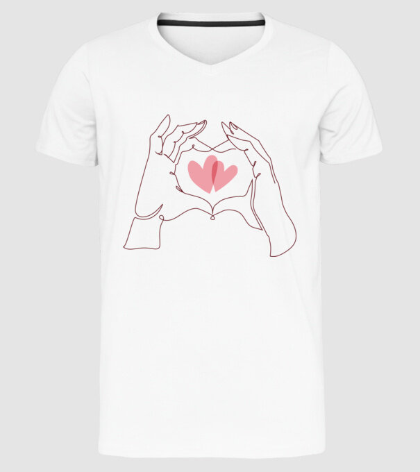 Dragoste Valentine inimă model alb pe tricou