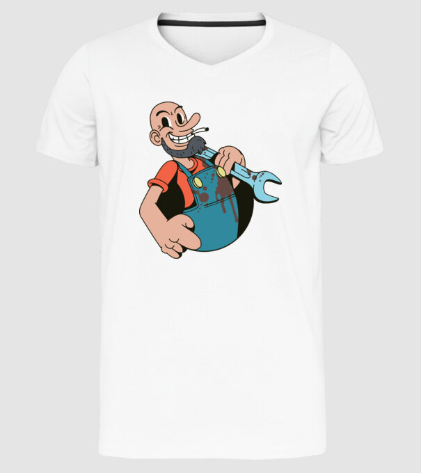 Instalator model alb pe tricou