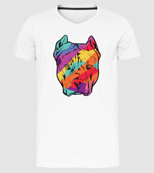 Cap colorat Pitbull model alb pe tricou