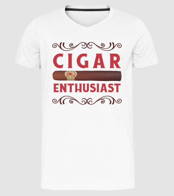 Pasionat de trabucuri model alb pe tricou