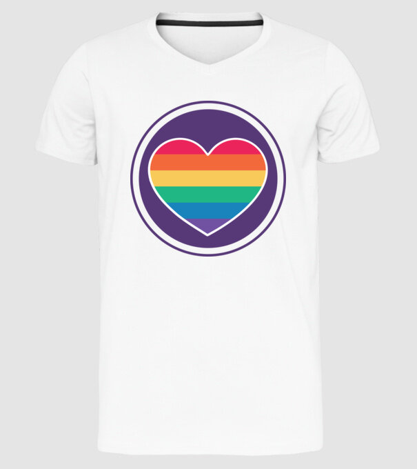 Inimă curcubeu model alb pe tricou