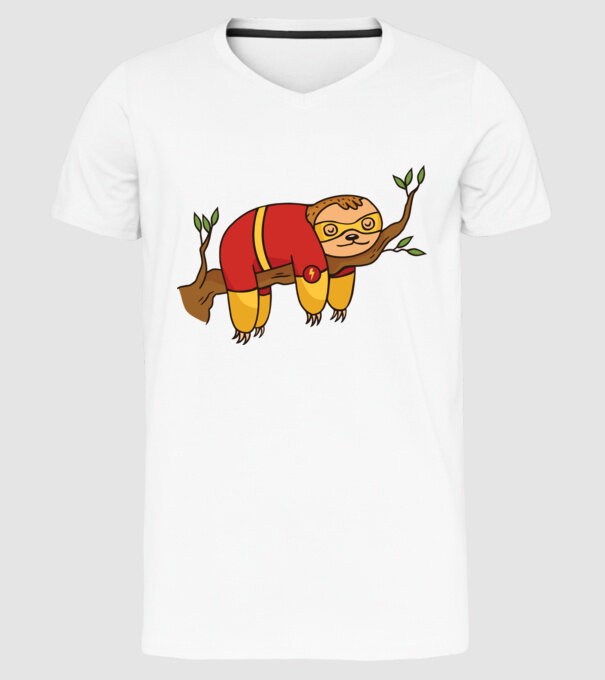 Leneș supererou model alb pe tricou