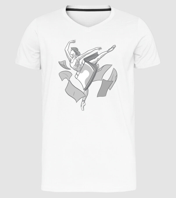 Balerină dansatoare model alb pe tricou