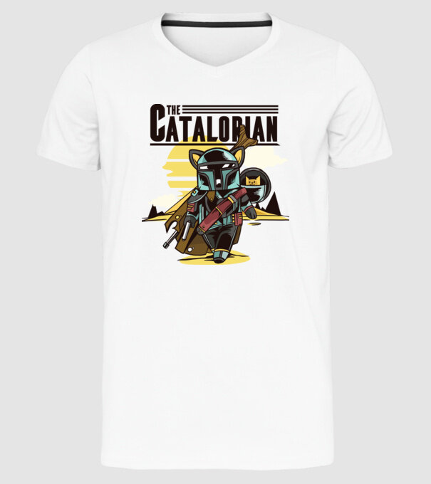 The Catalorian model alb pe tricou