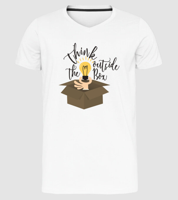 Think outside of the box model alb pe tricou