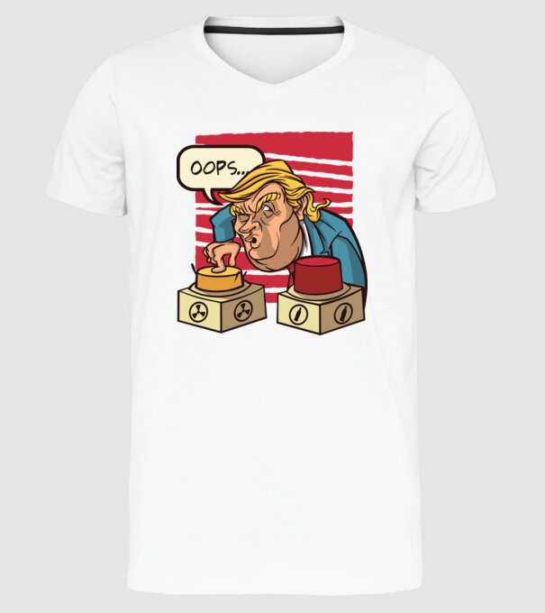 Trump Bombă nucleară model alb pe tricou