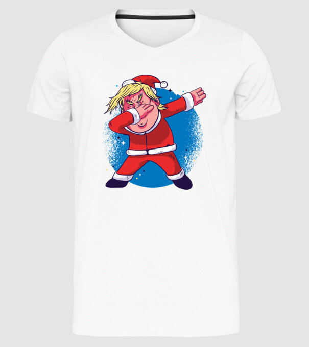 Trump Moș Crăciun dans DAB model alb pe tricou