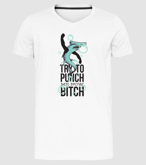 Try to punch me now bitch model alb pe tricou