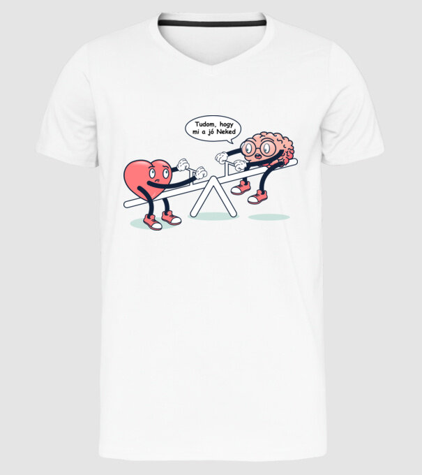 Știu ce este bine pentru tine - Creier vs Inimă model alb pe tricou