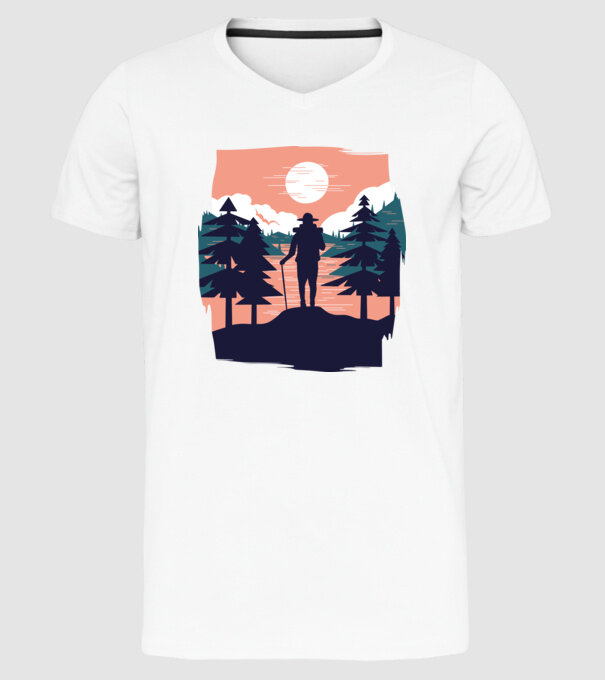 Drumeție model alb pe tricou