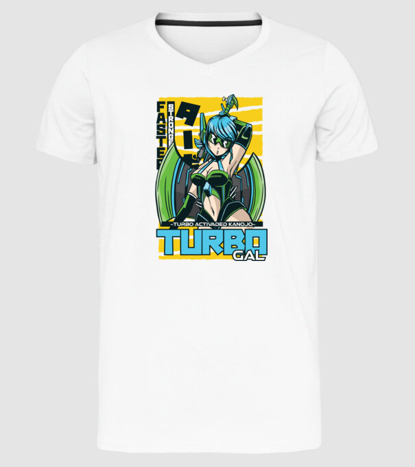 Turbo Gal Anime model alb pe tricou