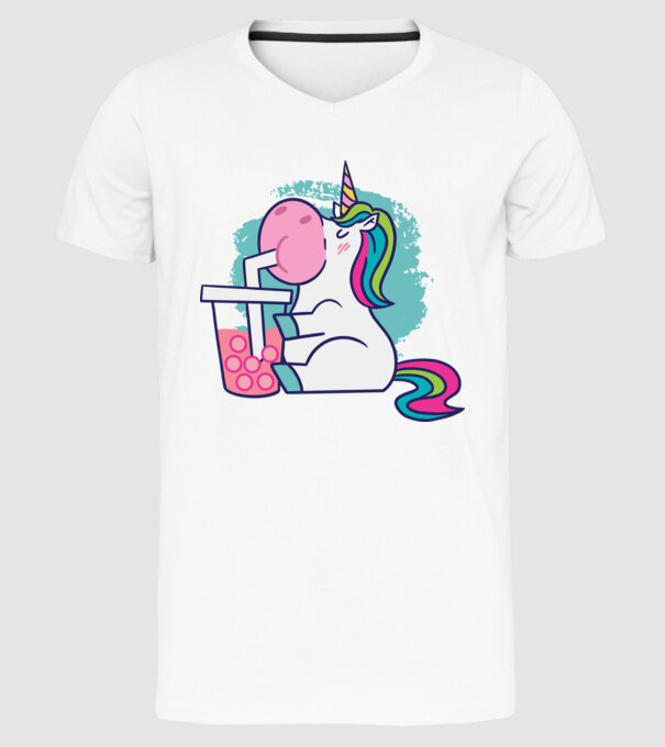 Unicorn Bubble Tea model alb pe tricou