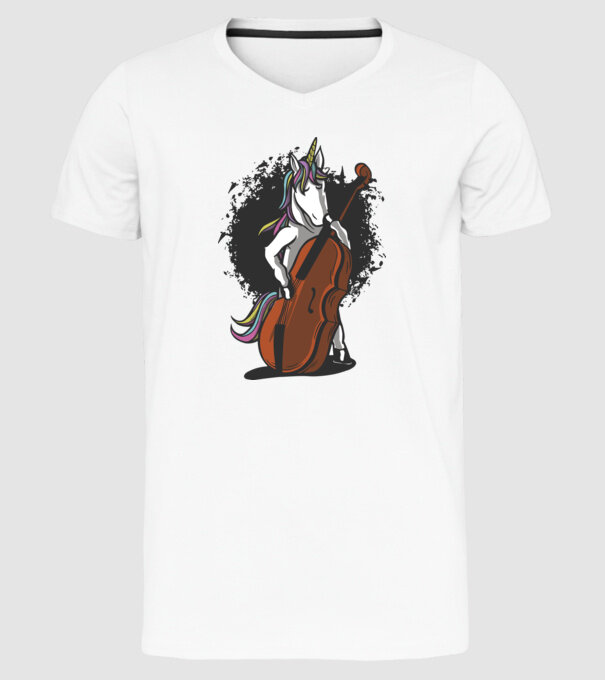 Unicorn cu violoncel model alb pe tricou