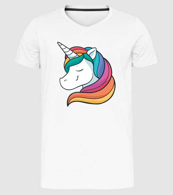 Cap de unicorn model alb pe tricou