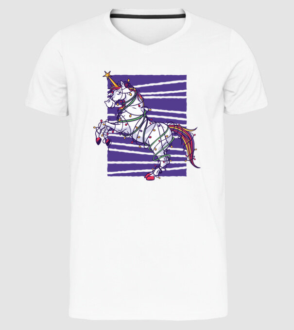 Unicorn pom de Crăciun model alb pe tricou